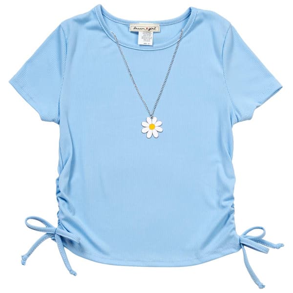 Girls (7-12) Dream Girl Side Cinch Tee w/ Daisy Necklace