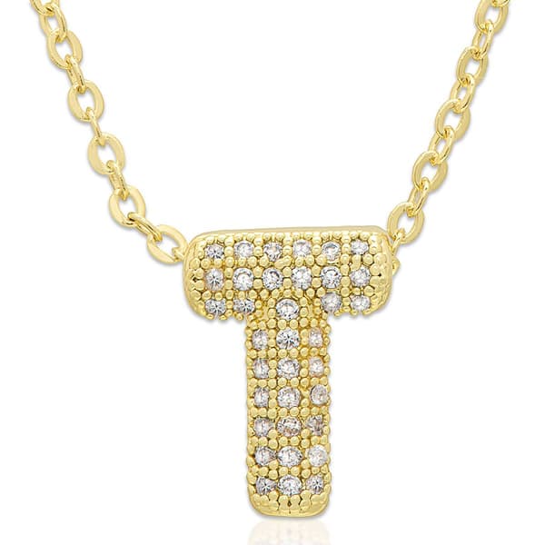 Accents by Gianni Argento 14kt. Gold Bubble Initial T Pendant - image 