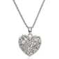 Silver Plated Baguette Chunky Heart Pendant Necklace - image 1