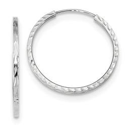 Gold Classics(tm) 24.5mm. 14k White Diamond Cut Hoop Earrings