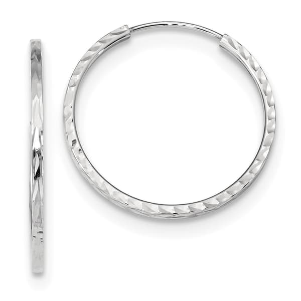 Gold Classics&#40;tm&#41; 24.5mm. 14k White Diamond Cut Hoop Earrings - image 
