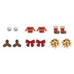 6pc. Christmas Multi Stud Earring Set