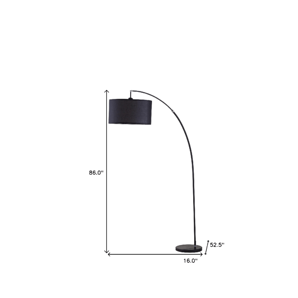 HomeRoots 86in. Black Arc Floor Lamp With Drum Shade