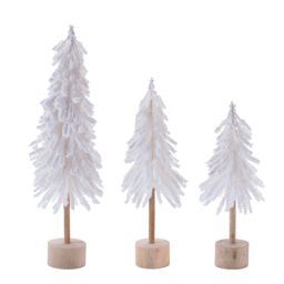 Melrose Flocked Pine Tree Tabletop Decor - Set of 3