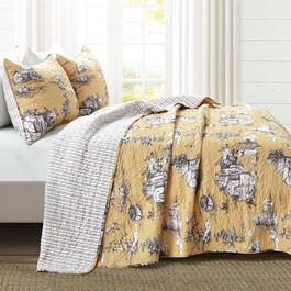 Lush D&#233;cor&#174; French Country Toile Reversible 200TC Quilt Set