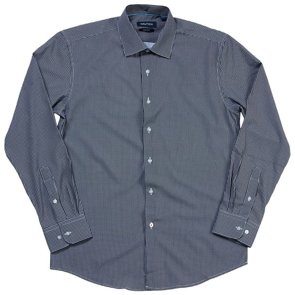 Mens Nautica Slim Fit Checkered Dress Shirt - Black/White - image 