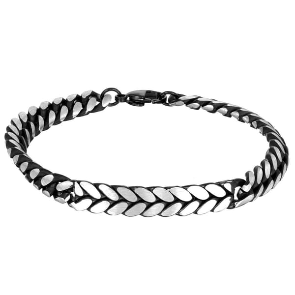 Mens Lynx Stainless Steel Black Ion-Plating ID Bracelet
