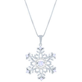 Gemstone Classics&#40;tm&#41; Opal/Sapphire Snowflake Silver Pendant