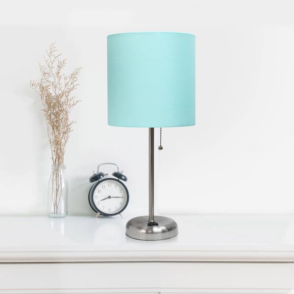 LimeLights Brushed Steel Stick Lamp w/Charging Outlet - Set of 2