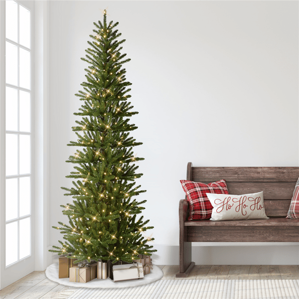 Puleo International 7.5ft. Pre-Lit Slim Mountain View Spruce Tree