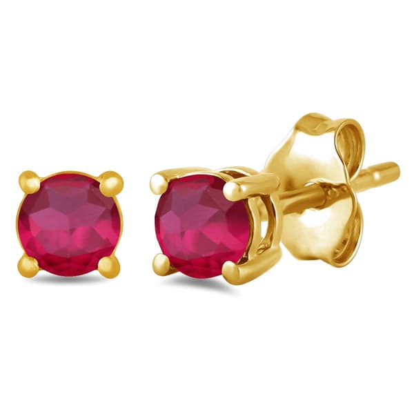 Gemstone Classics(tm) Gold over Silver Ruby Stud Earrings - image 