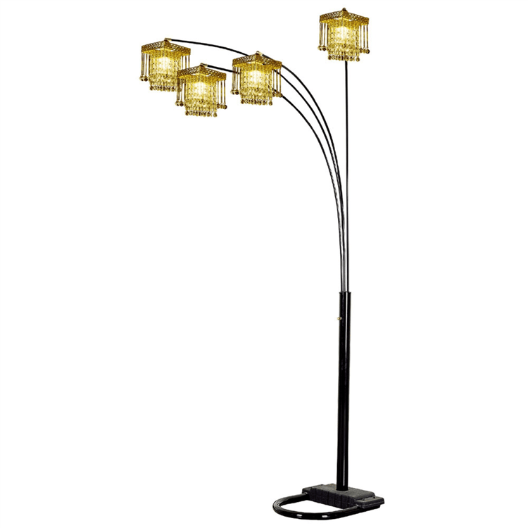 HomeRoots 84in. Black Four Light Arc Floor Lamp