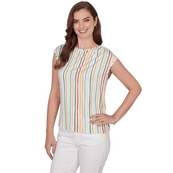 Petite Emaline Key Items Cap Sleeve Stripe Tee