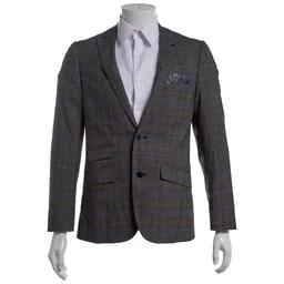 Mens Paisley & Gray Plaid Peak Jacket - Blue Black