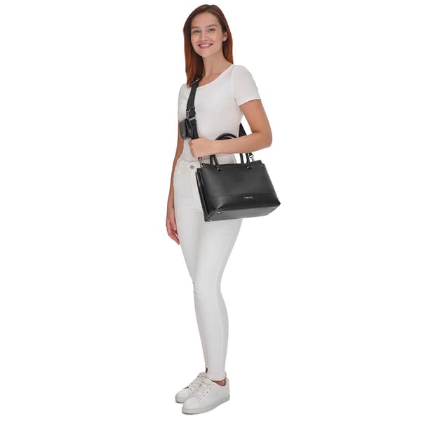 Calvin Klein Bianca Solid Satchel w/ Snap Closure