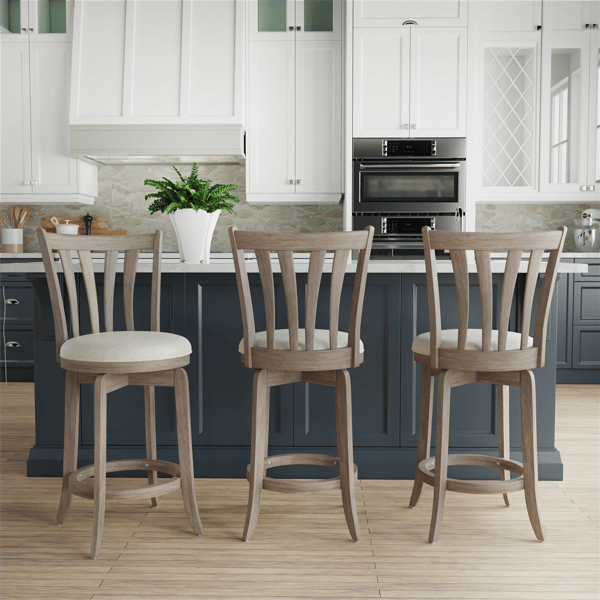 HH2 Home Savana Grey Wood Counter Height Swivel Stool