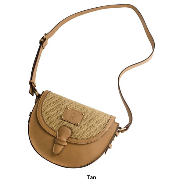 Tommy Bahama Raffia/PU Crossbody Flap Bag