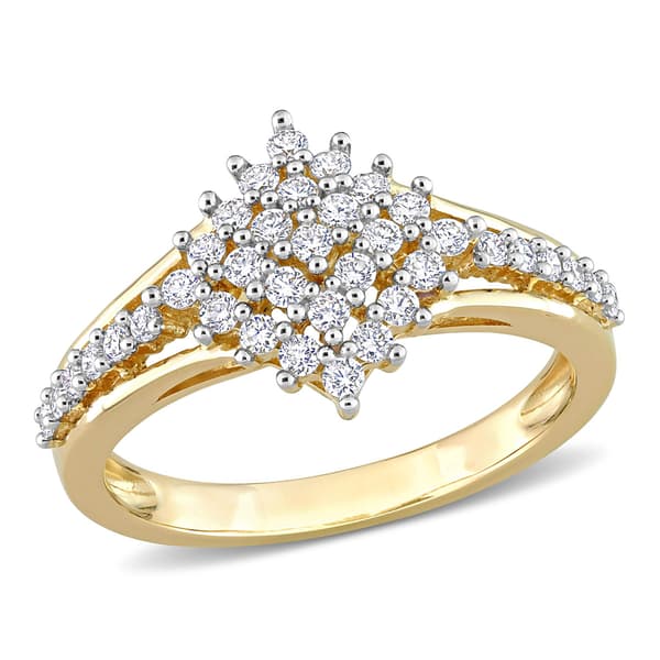 Diamond Classics(tm) 14kt. Gold 1/2ctw. Diamond Cluster Ring - image 