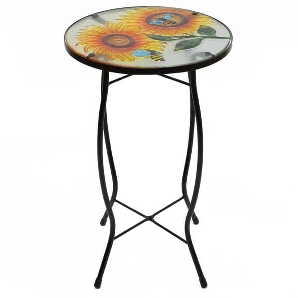 Northlight Seasonal 19in. Sunflower & Bumblebee Patio Side Table