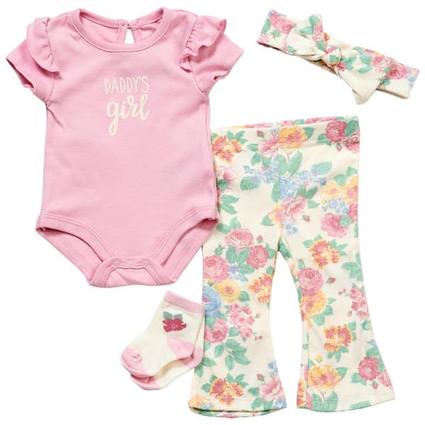 Baby Girl (3-9M) Baby Essentials 4pc. Dads Girl Bodysuit Pant Set - image 