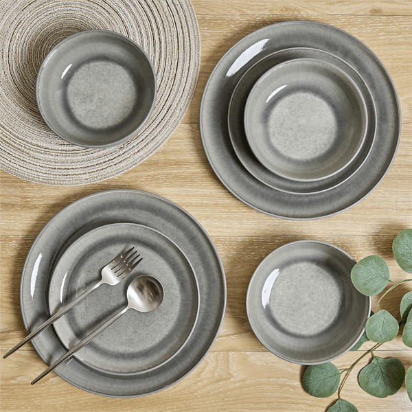 Sango Asher 12pc. Grey Dinnerware Set with Reactive Glaze