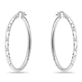 Designs by FMC 2mmx35mm Diamond Cut Round Hoop Earrings