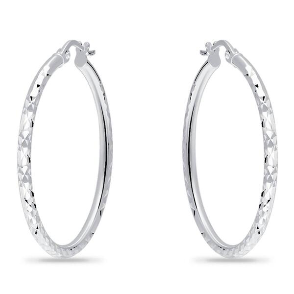 Designs by FMC 2mmx35mm Diamond Cut Round Hoop Earrings - image 
