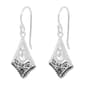 Fine Silver Plated Marcasite Chevron Drop Earrings - image 1