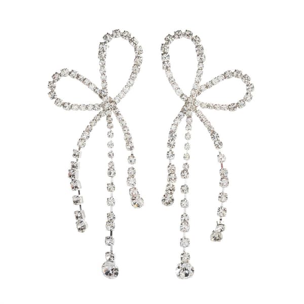 Rosa Rhinestones Bow Drop Earrings - image 