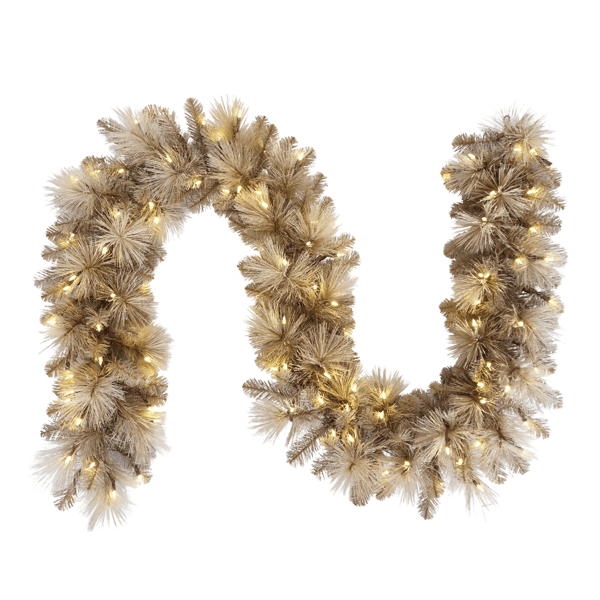 Puleo International 9ft. Pre-Lit Tan Garland - image 