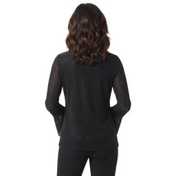 Womens Kasper Bell Sleeve Tie Neck Textured Lurex Blouse