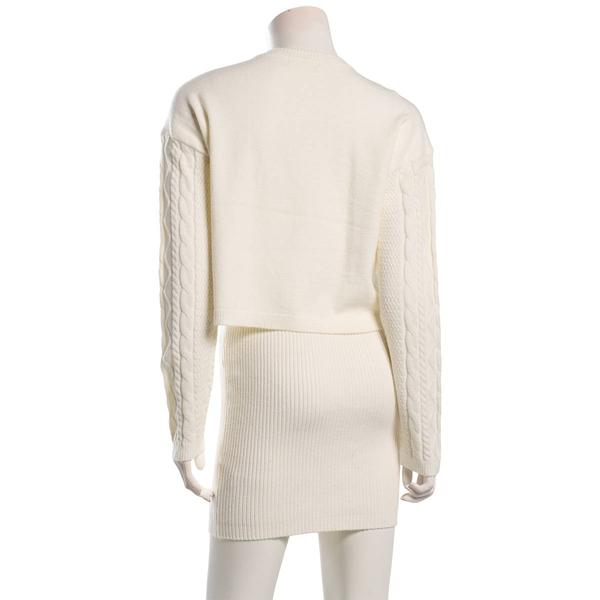 Juniors No Comment Cable Crew Neck Sweater & Skirt Set
