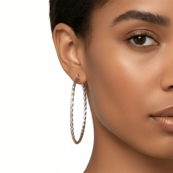 Saffron 60mm Stainless Steel Twisted Hoop Earrings - image 