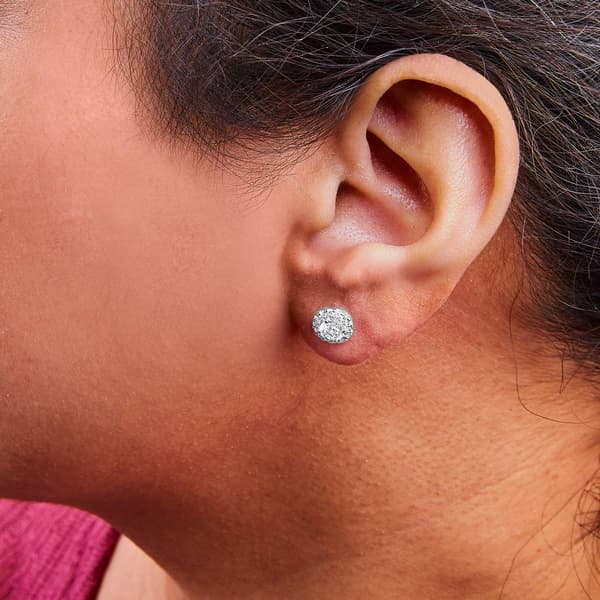 Haus of Brilliance 1ctw. Blue Lab Grown Diamond Halo Earrings