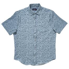 Mens Visitor Floral Stretch Button Down Shirt - Dusty Blue