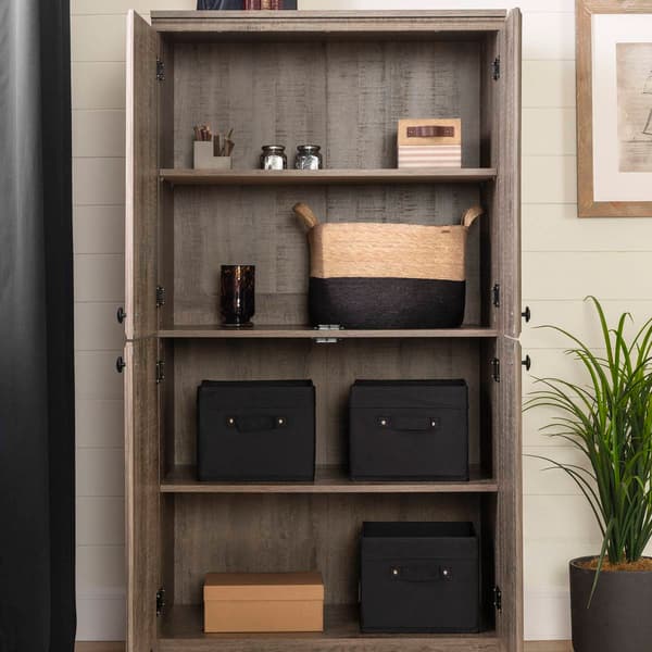 South Shore Morgan Weathered Oak 4-Door Storage Cabinet