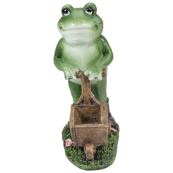 Northlight Seasonal Frog Pushing Wheelbarrow Garden Statue