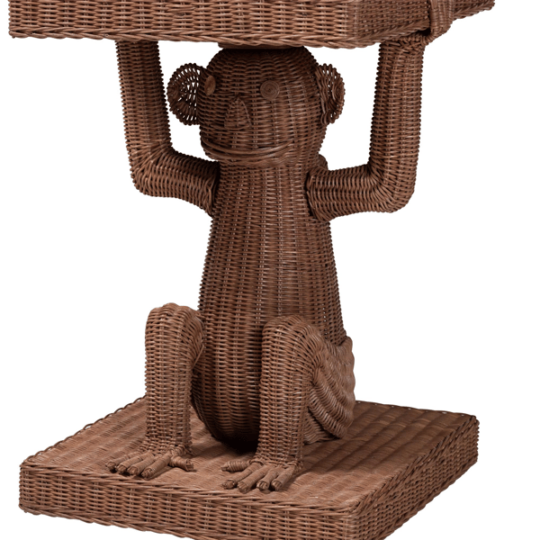 bali & pari Miyoco Handwoven Rattan Monkey End Table