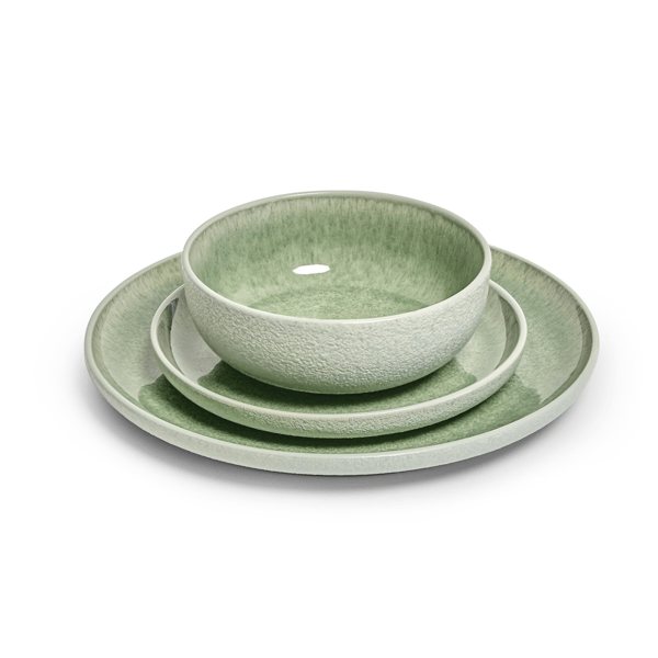 Sango Asher 12pc. Green Dinnerware Set with Reactive Glaze