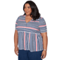 Plus Size Alfred Dunner Port Side V Neck Splice Stripe Blouse - image 3