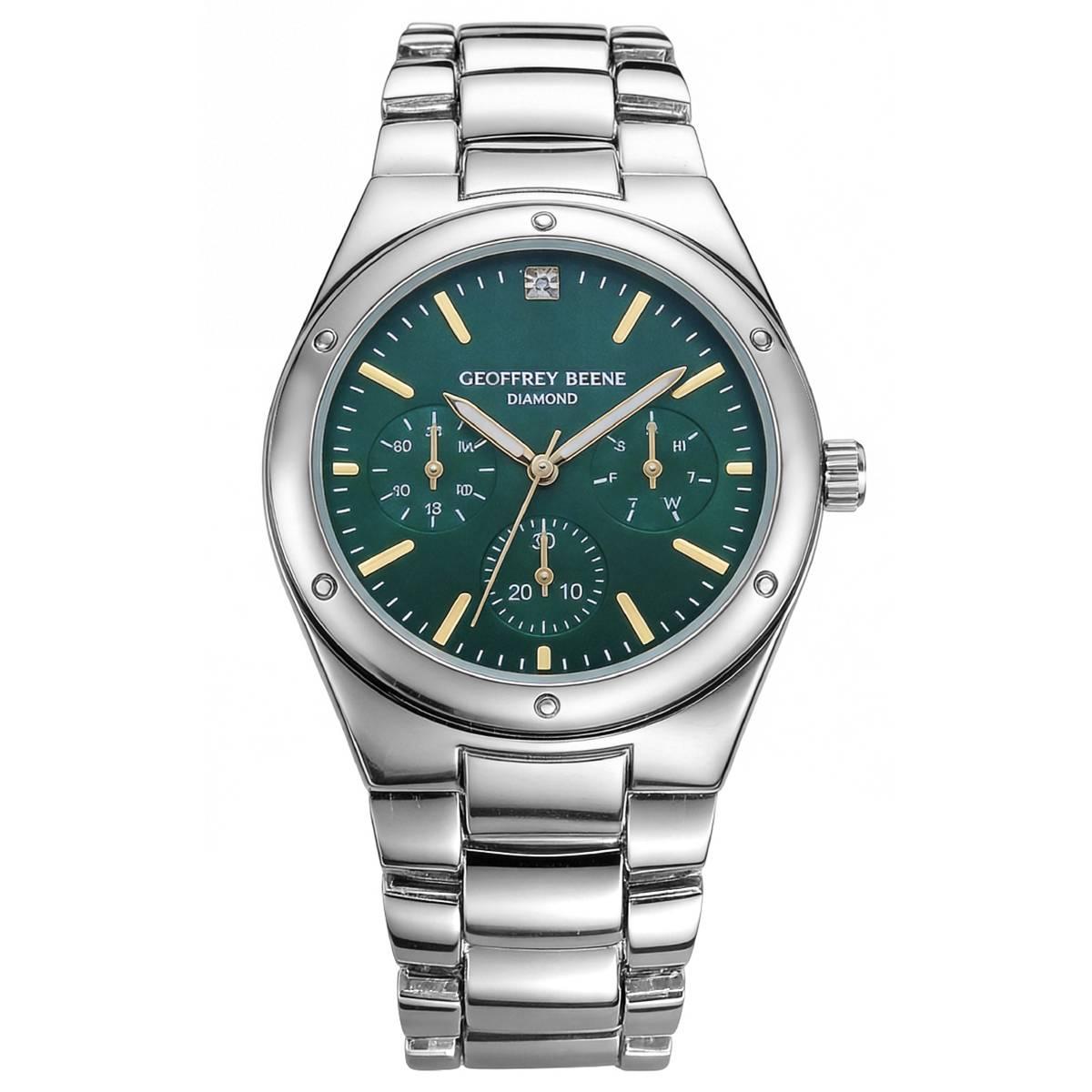 Mens Geoffrey Beene Genuine Diamond Green Dial Watch - GBA0053SL
