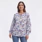 Womens LANDS END(R) Ruffle Neck Floral Blouse - image 1