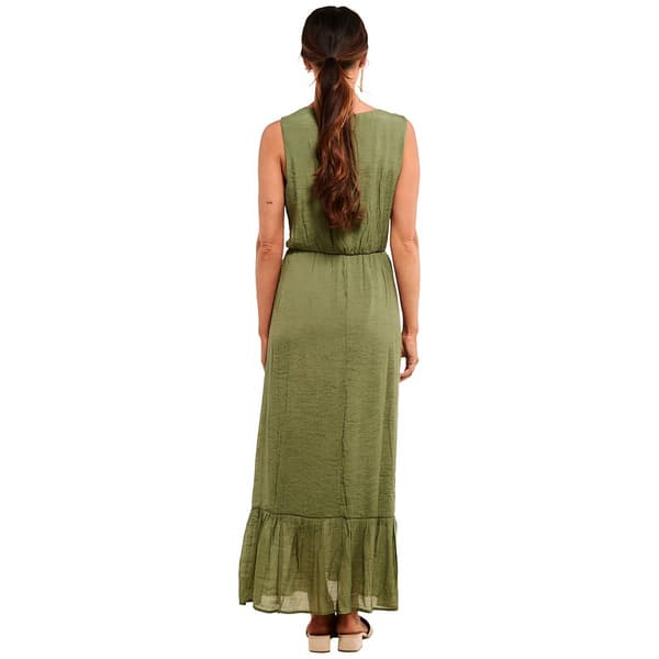 Womens Luxology Sleeveless V-Neck Gauze Maxi Dress