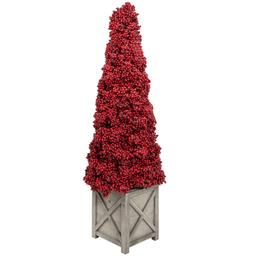Allstate 40in. Berry Cone Potted Christmas Topiary