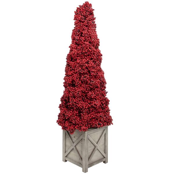 Allstate 40in. Berry Cone Potted Christmas Topiary