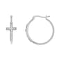 Gianni Argento Sterling Silver Diamond Accent Cross Hoop Earrings - image 1