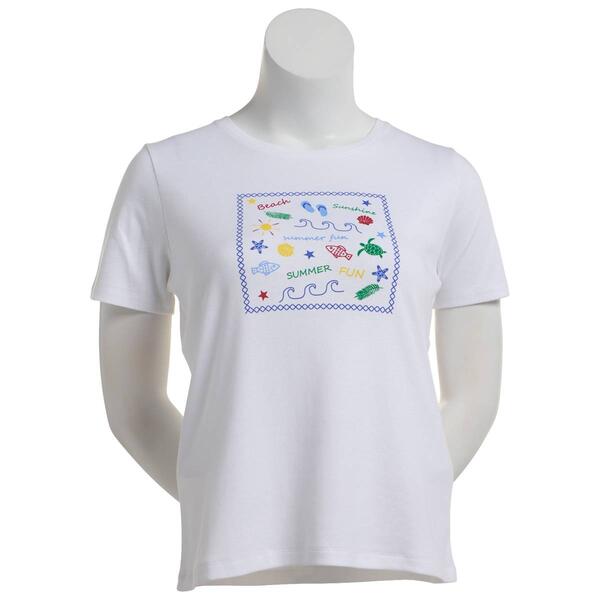 Petite Hasting & Smith Solid Short Sleeve Beach Graphic Tee - image 