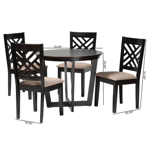 Baxton Studio Alena Modern Dark Brown Wood 5pc. Dining Set
