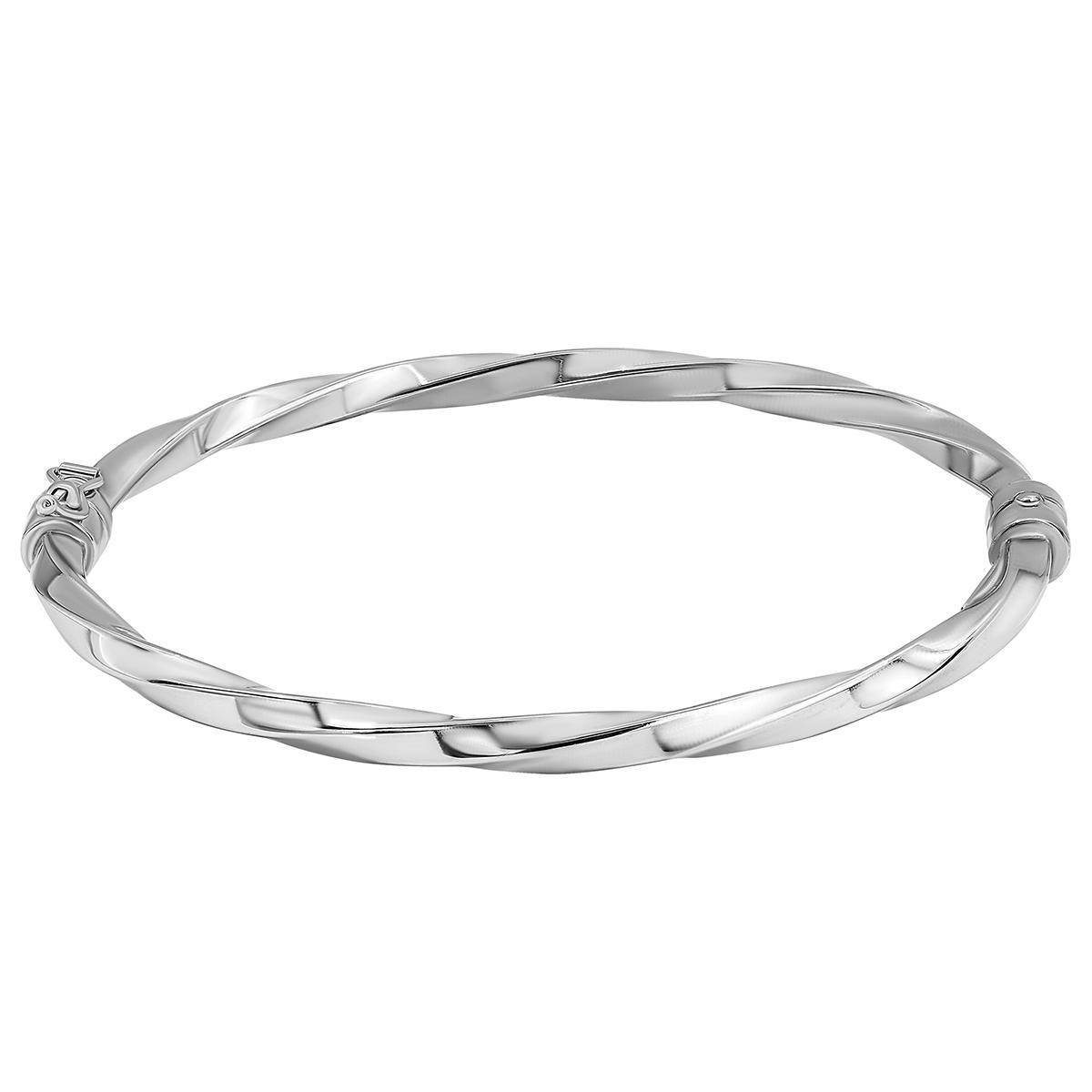 7in. Highly Polished Sterling Silver Twist Bangle Bracelet