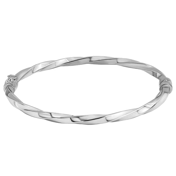 7in. Highly Polished Sterling Silver Twist Bangle Bracelet - image 